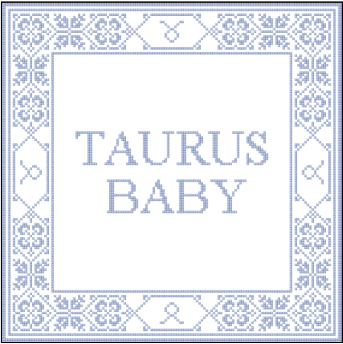 Taurus Baby Needlepoint Cross Stitch Chart Blue