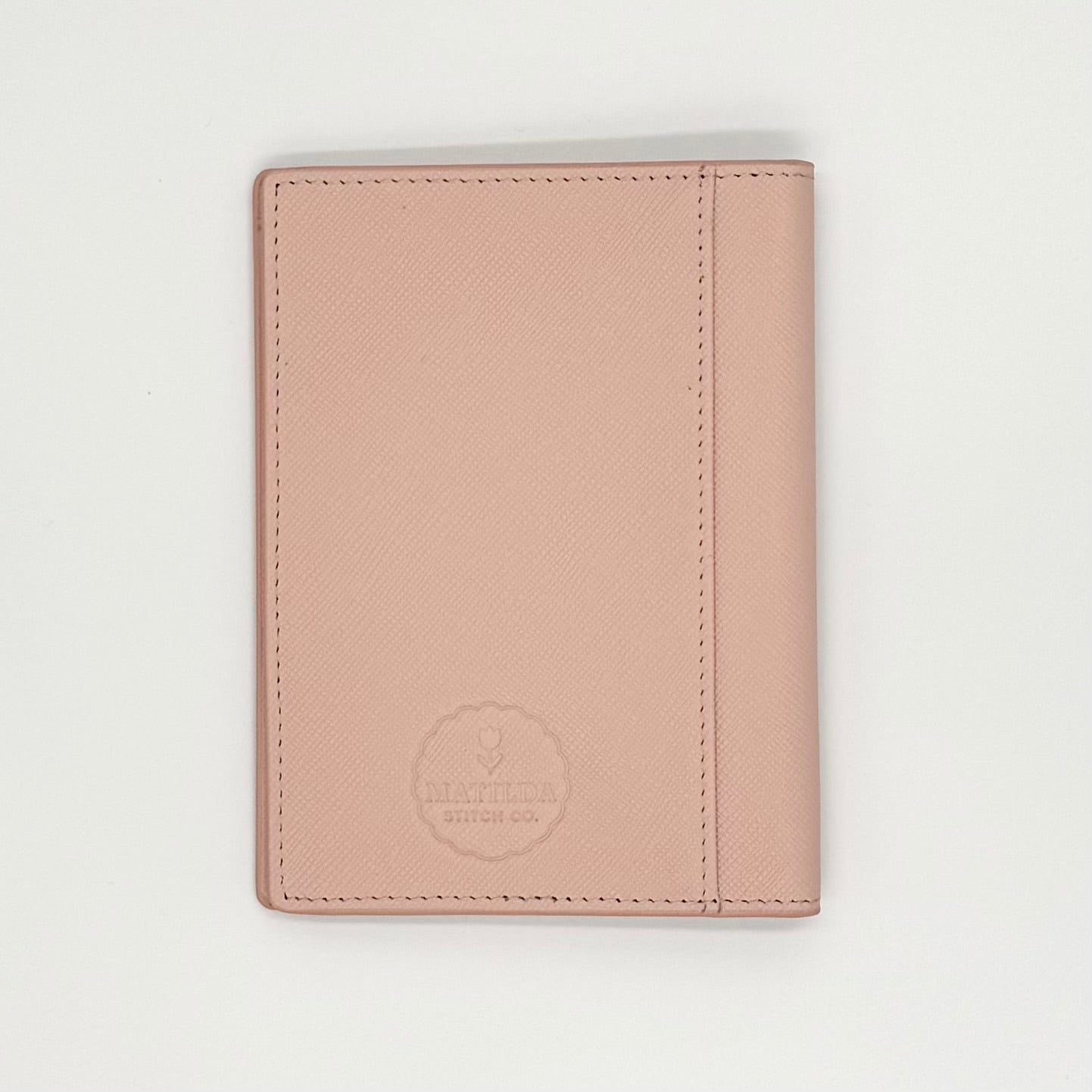 Pink Saffiano Leather Self Finishing Passport Cover