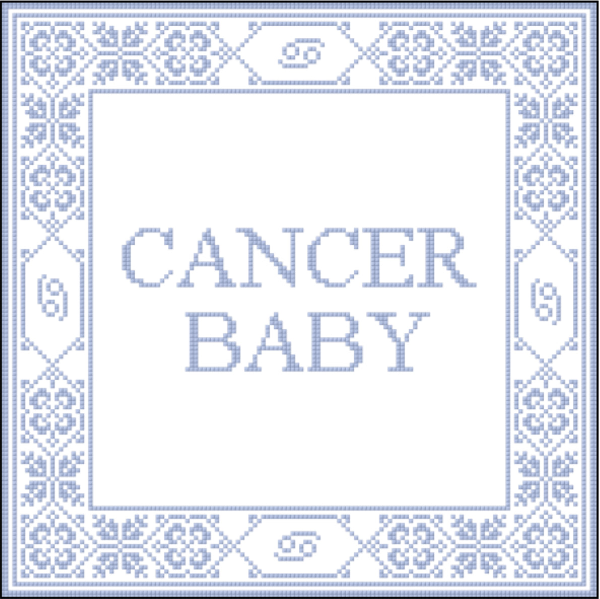 Cancer Baby Needlepoint Cross Stitch Chart Blue