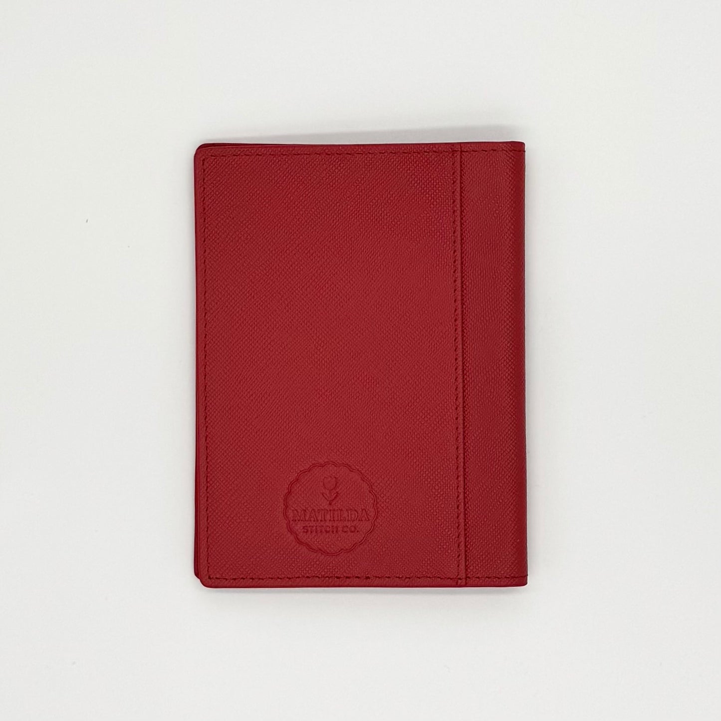 Red Saffiano Leather Self Finishing Passport Cover