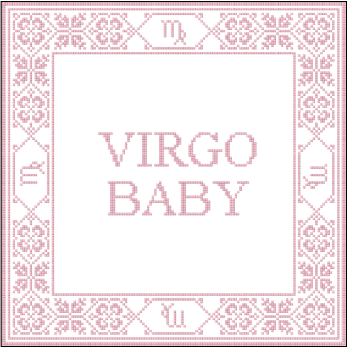 Virgo Baby Needlepoint Cross Stitch Chart Pink