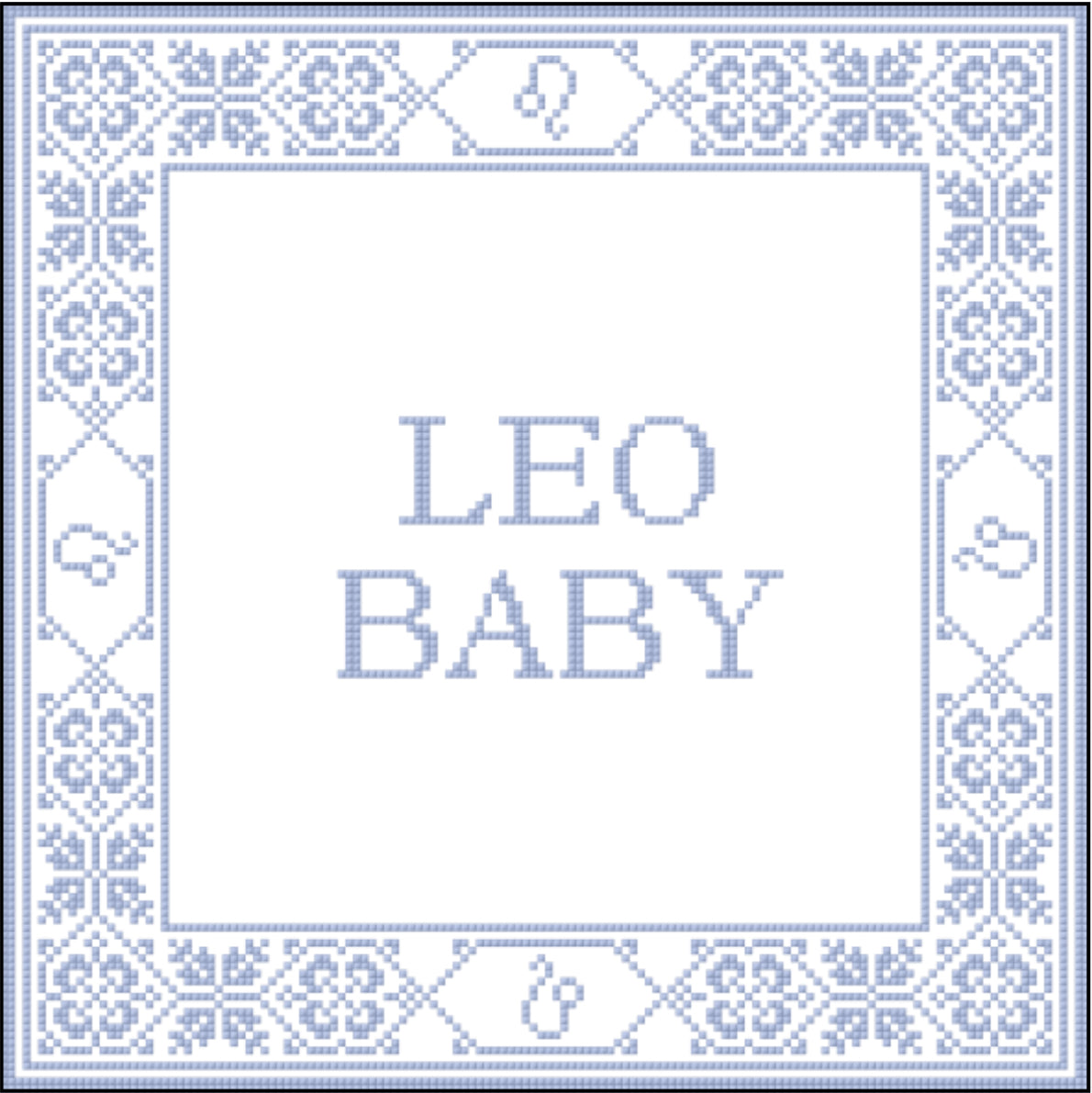 Leo Baby Needlepoint Cross Stitch Chart Blue