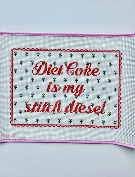Diet Coke is my Stitch Diesel Hand Painted Needlepoint Tapestry Canvas