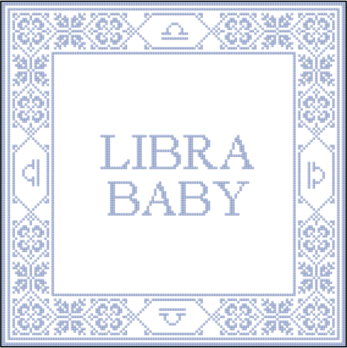 Libra Baby Needlepoint Cross Stitch Chart Blue