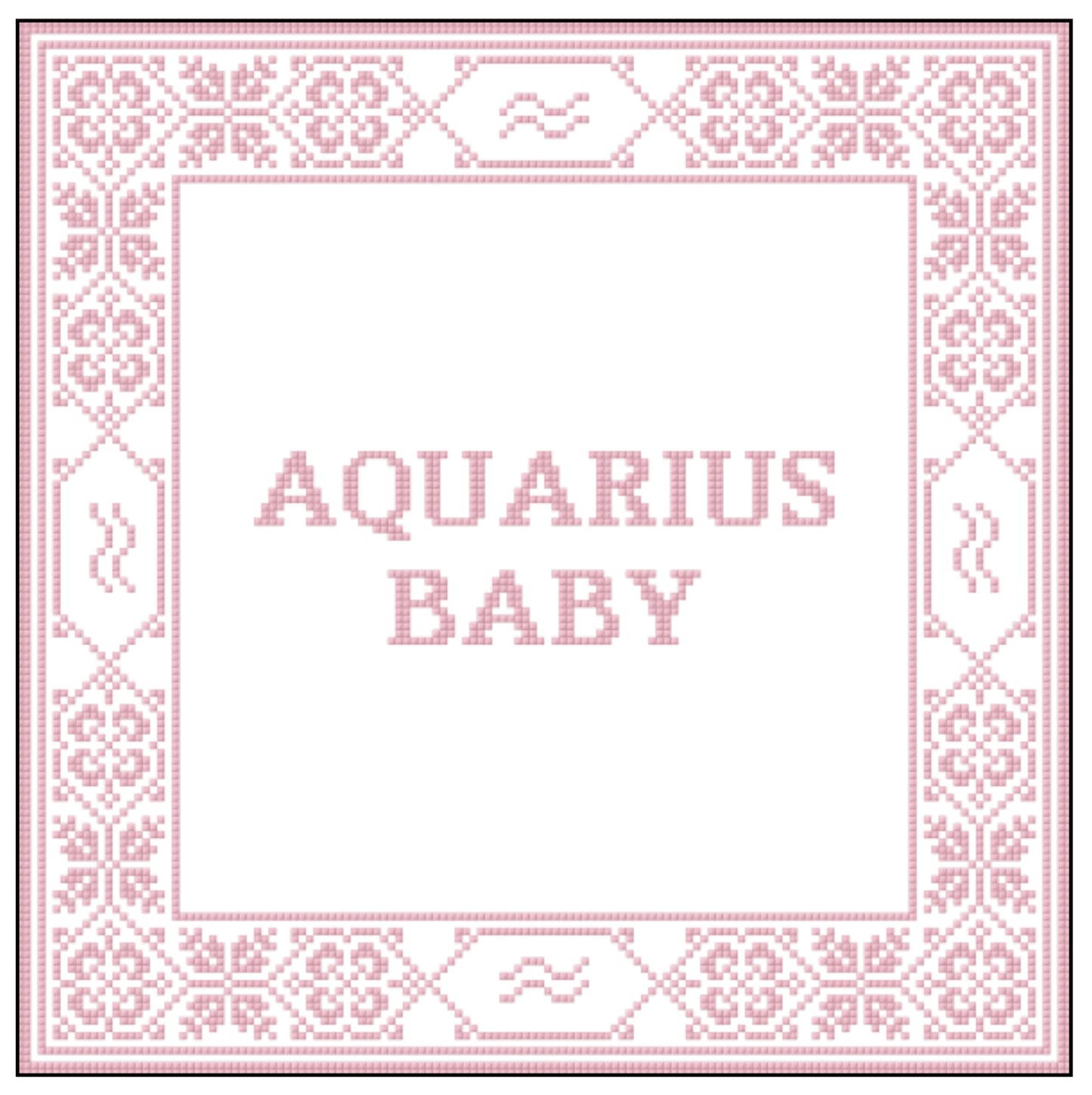 Aquarius Baby Needlepoint Cross Stitch Chart Pink