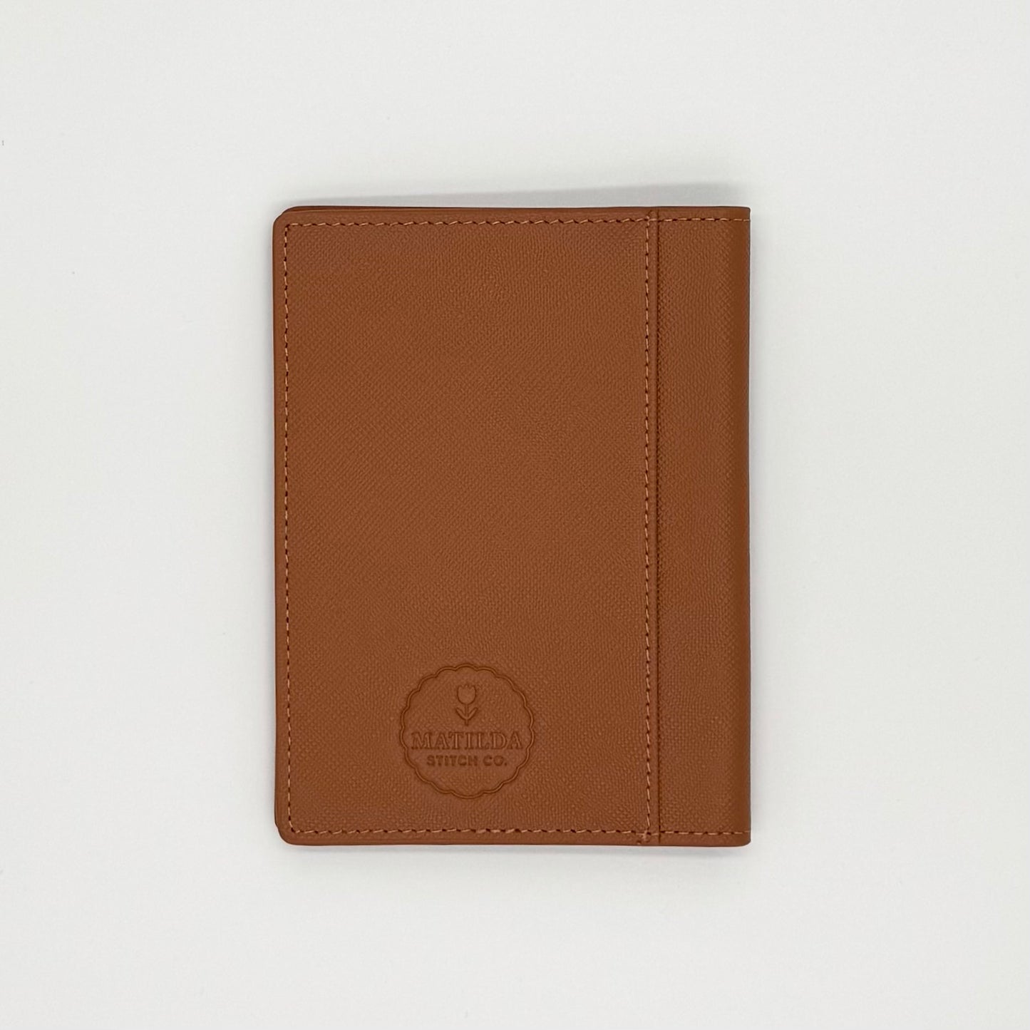 Tan Saffiano Leather Self Finishing Passport Cover