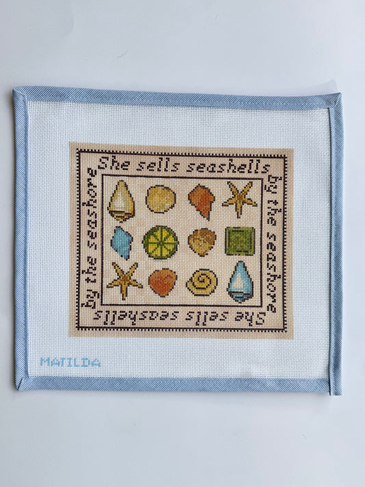 She Sells Seashells Handpainted Needlepoint Pillow Canvas