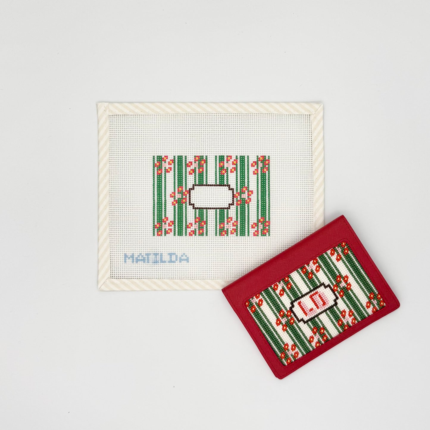 Green Ticking Stripe Passport Kit