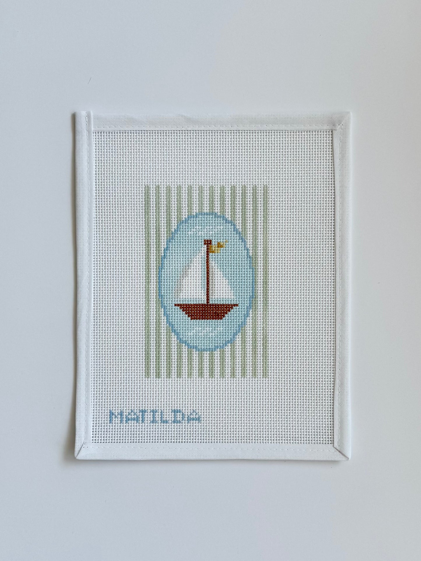Sailboat Cameo Needlepoint Canvas