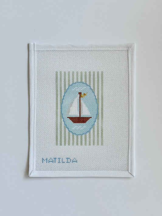 Sailboat Cameo Needlepoint Canvas