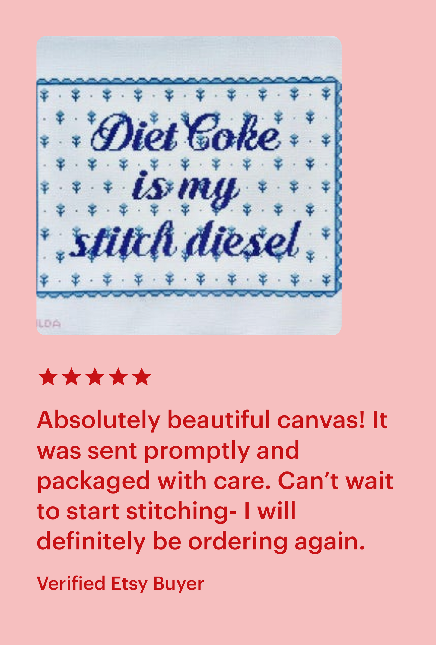 Diet Coke is my Stitch Diesel Hand Painted Needlepoint Tapestry Canvas