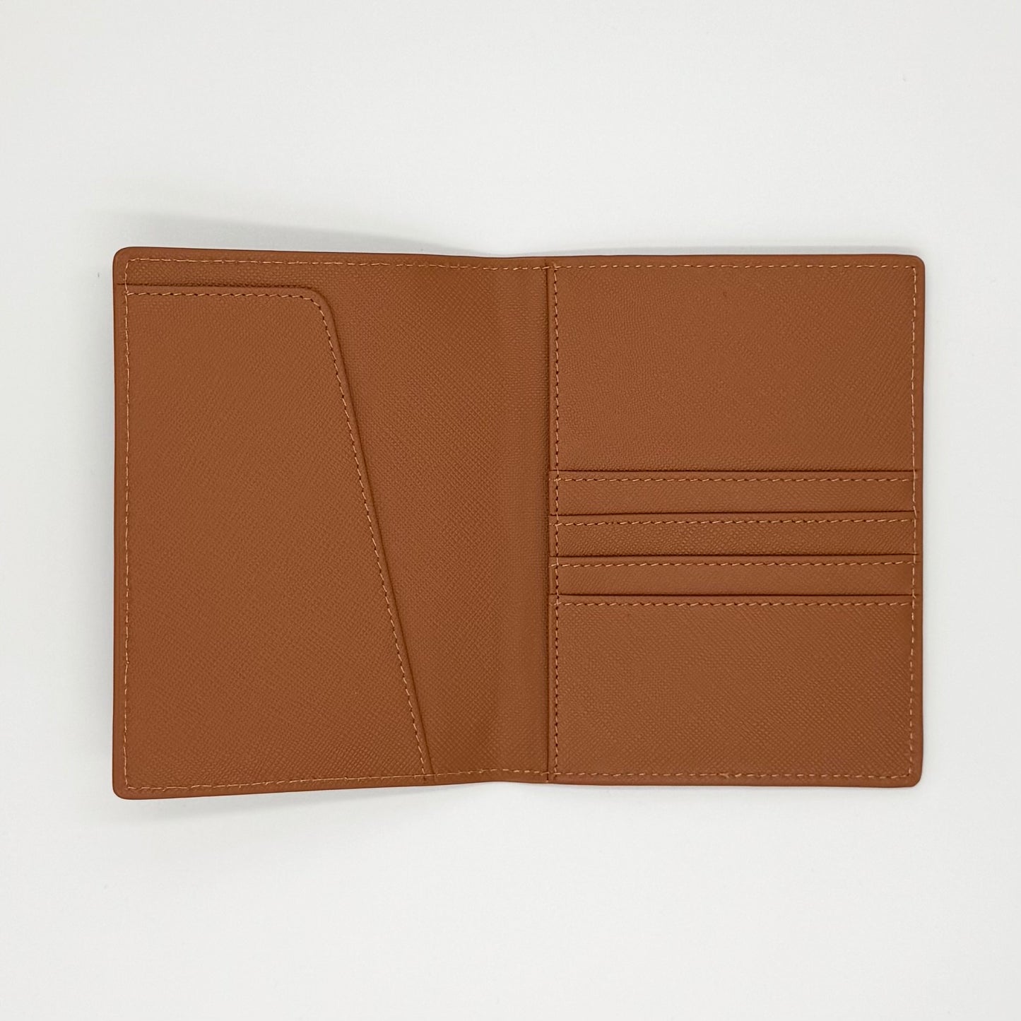 Tan Saffiano Leather Self Finishing Passport Cover