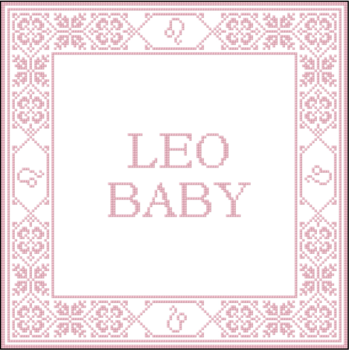 Leo Baby Needlepoint Cross Stitch Chart Pink